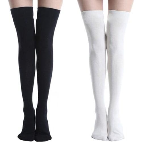 Stockings Cotton Girls Pure Color Long Knee High Socks JK Uniforms Socks Sports Long Socks For Girls Black And White Stockings