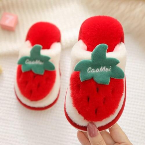Childrens Slippers Infant Toddle Cartoon Rabbit Cotton Home Slippers Kids Plush Indoor Winter Fur Slippers Shoes Girls Boys