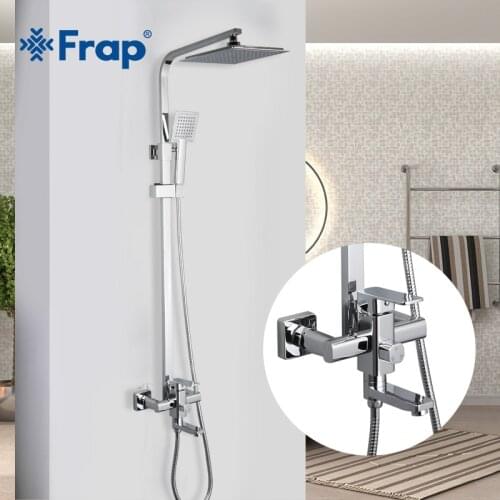 FRAP shower faucets bathroom shower mixer tap bathtub mixer faucet rainfall shower head set stainless shower bar