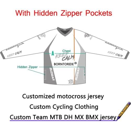 Custom DH Enduro Jersey With Hidden Zipper Pockets MTB cycle shirts bikecross motocross downhill T-shirts With Name Logo Number