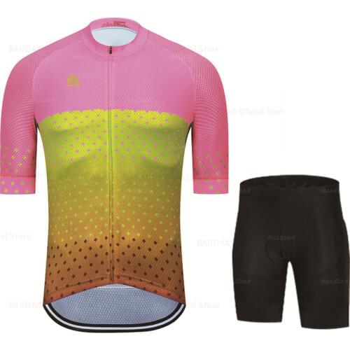 Mens New Contest Raudax Racing Breathable Anti-UV Summer Cycling Jersey and Vest Set Sport Mtb Bicycle Mens Cycling Clothing