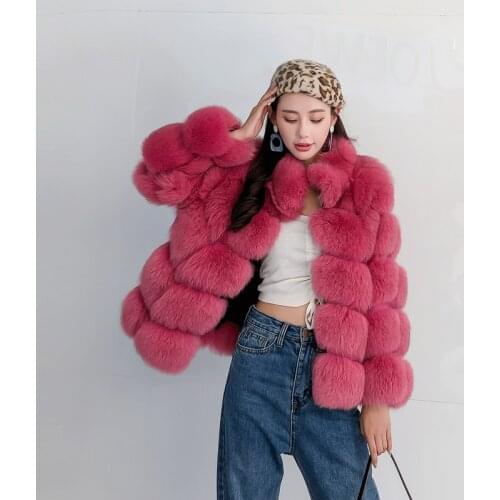 Ins Fashion Real Fur Coat Women Winter Jacket Natural Fox Fur Outerwear 2020 Luxury Solid Thick Warm Fur Coats Women Clothing