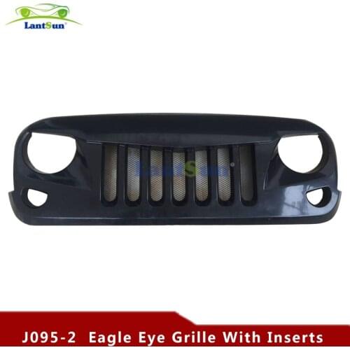 J095-2 one piece heavy duty ABS plastic black 2004~2015 wrangler jk front falcon mesh grille cover auto products Lantsun