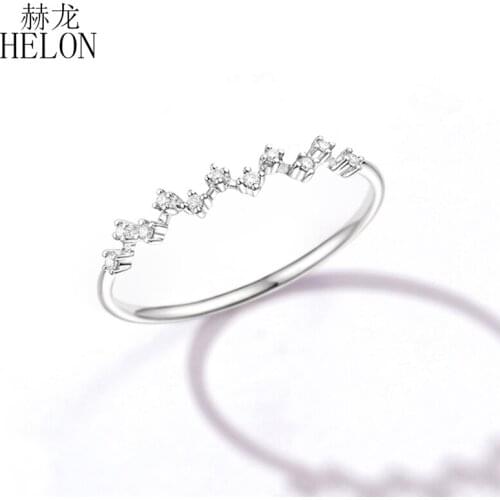 HELON Moissanite Ring Solid 14K White /Yellow/Rose Gold Round VVS/DEF Lab Grown Moissanite Diamond Fine Jewelry Engagement Ring