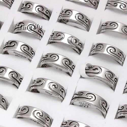 YingWu 5pcs/lot 8mm Basic Ring for Men Silver Stainless Steel Casual Male Anel Hollow Punk Spinner Alliance Jewelry