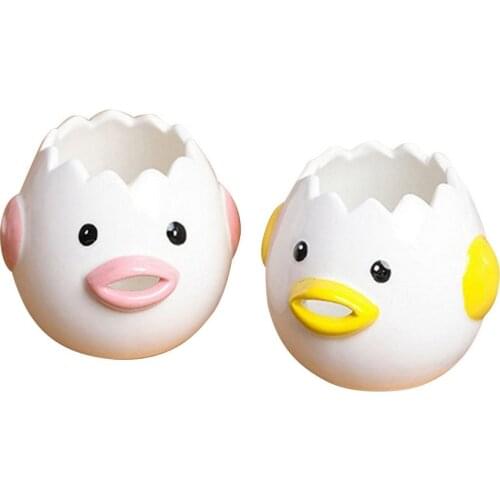 Creative Cartoon Chicken Egg Yolk White Separator Ceramics Ceramic Cartoon Chick Egg Separator Dining Cooking Kitchen Gadget