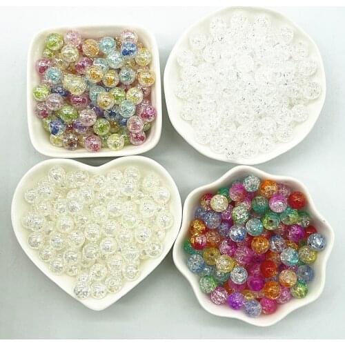 8mm 10mm 12mm Round Acrylic Crackle Beads Loose Spacer Beads for Jewelry Making Diy Handmade Accessories