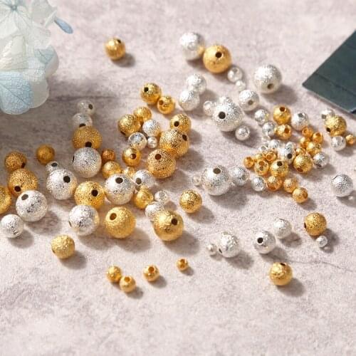 Matte Gold and Silver Color Copper Round Beads DIY Handmade Earrings Accessories Bracelet Pendant Finding Components 20pcs