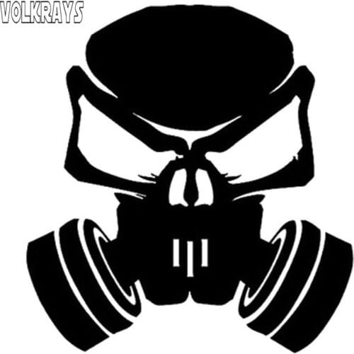 Volkrays Fashion Car Sticker Nitro Skull Hardcore Accessories Reflective Waterproof Vinyl Decal Black/Silver,14cm*14cm