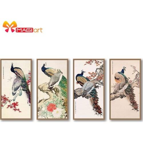 Cross stitch kits Embroidery needlework sets 11CT water soluble canvas patterns 14CT Animal style peacock -NCMA146