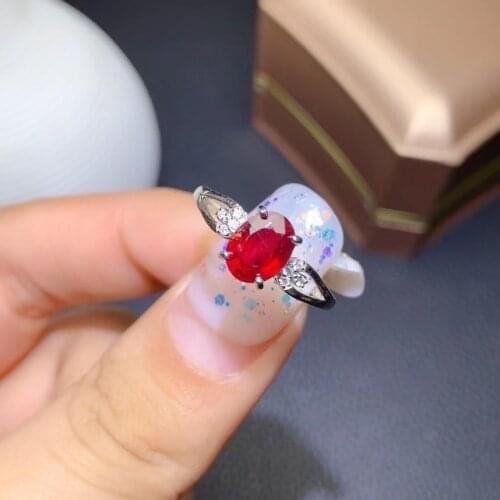 Natural Ruby Ring S925 Sterling Silver Rose Gold Ring Red Gemstone Jewelry Engagement Rings for Women