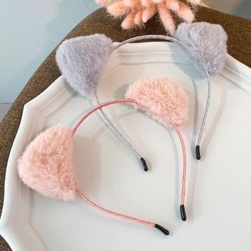 2021 New Cute Plush Cat Ear Hair Band French Sweet Girls Hairpin Women All-match Headdress Autumn Winter
