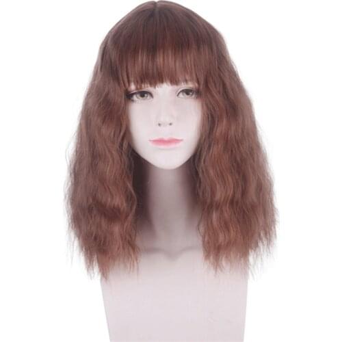 Hermione Jane Granger Cosplay Wig Long Wavy Brown Fluffy Curly Hair for Girls Costume Party Wig with Bangs Emma Watson
