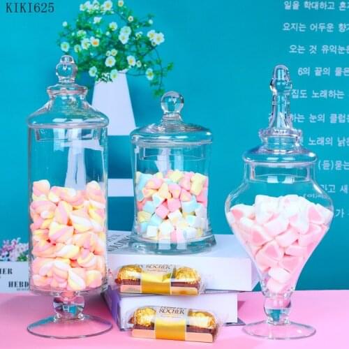 Transparent Glass Candy Jar with Lid Sundries Small Objects Storage Candy Jar Kitchen Storage Container Holiday Party Decoration