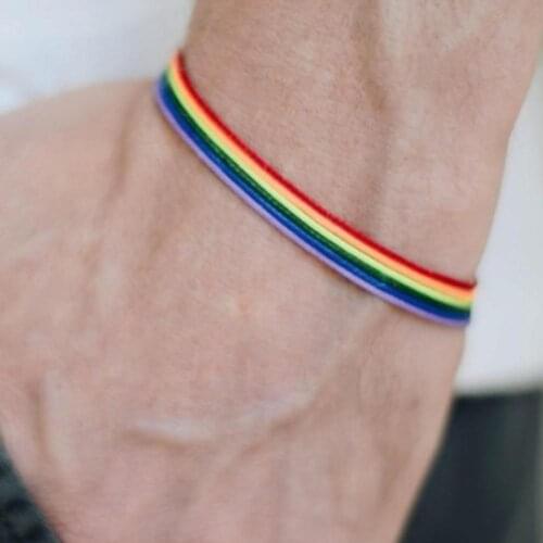 Rainbow Lesbian Lesbians Pride Gay Pride Woven Braided Rope String Strand Friendship Bracelet Exquisite Wristlet