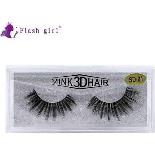 Flash Girl Wholesale SD Series 3D Mink Private Label Eyelashes 1Pair Reusable Extension Lashes Makeup Handmade Eyelashes