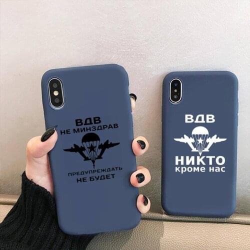 Russia Airborne Phone Case For iPhone 12 11 Pro max mini XS MAX X XR 7 8 6 Plus Candy Color blue Soft Silicone Cover