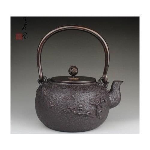 1300ml 1.3L Old iron Tea Pot Kung Fu Tea Health Iron Pot Boiled Tea iron Kettle Cast iron Teapot Oxidized Uncoated Free Shipping