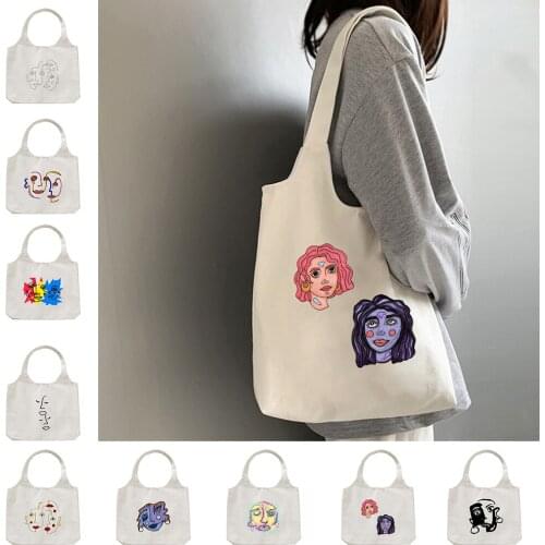 Tote Shopper Bag Eco Friendly Art Aesthetic Print Canvas Shoulder Bag Cute Female Harajuku Ulzzang Grunge Foldable Shopping Bags