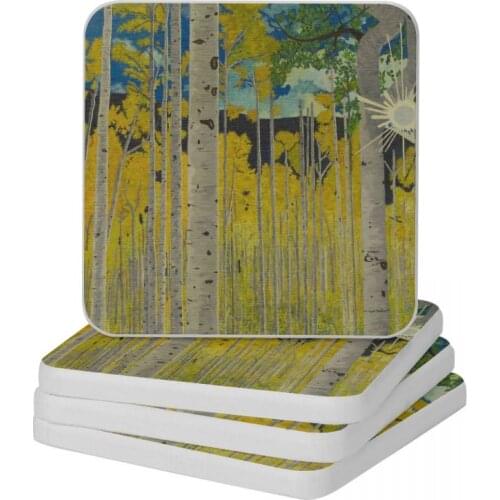 Sunbeam Mountain Forest Diatomite Square Round Coaster Heat Insulation Cup Bonsai Mat Soap Toothbrush Pad Diameter 10cm