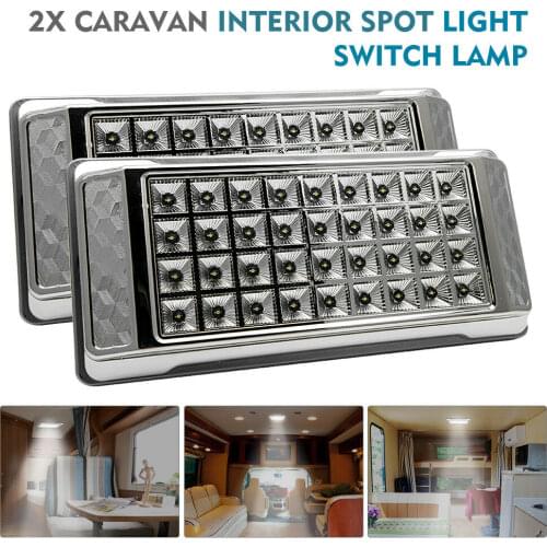 2Pcs 12V LED Interior Ceiling Cabin Spot Light For RV Caravan Camper Car 36 Led Reading White Lamp 6000K