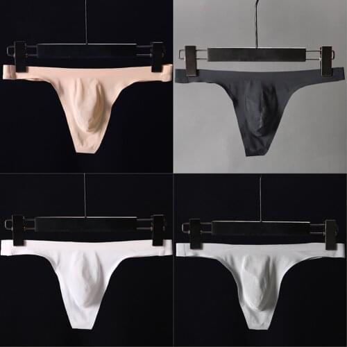 Men Underwear Sexy Low Rise Stretchy Briefs Breathable Thong T-Back Male Underpants Seamless Solid Comfortable Panties Intimates