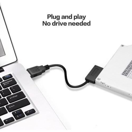 35cm USB Adapter PC 6P+7P CD DVD Rom SATA To USB 2.0 Converter Slimline Sata Adapter Drive Cable For PC Laptop Notebook