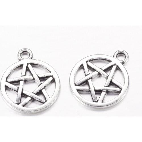 Vintage Tibetan Silver Star Five-Pointed Star Pendant DIY Handmade Earrings Necklace Bracelet Jewelry Accessories