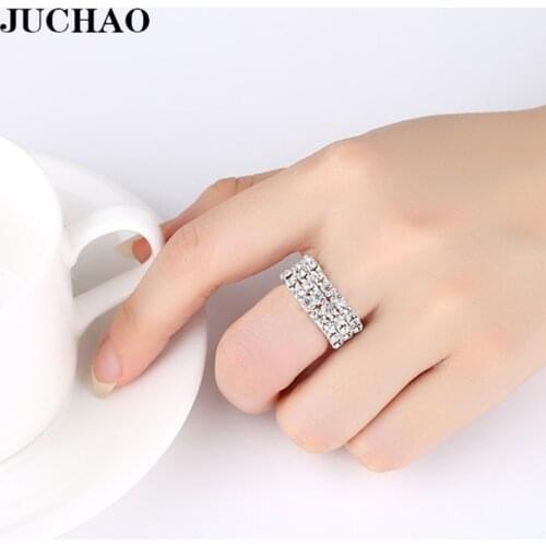 JUCHAO Vintage Wedding Rings For Women Crystal Elastic Toe Ring Jewelry 2020
