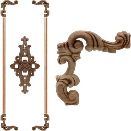 VZLX Woodcarving Bed Wooden Flower Background Wall Wardrobe Door Vintage Home Decor Decoration Accessories Wood Applique Central