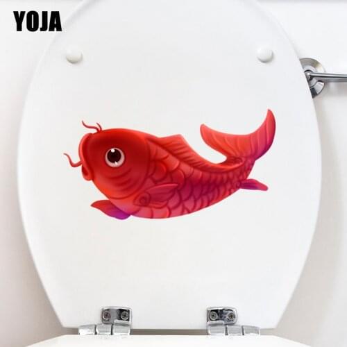 YOJA 23.1*12.2CM Beautiful Red Carp Toilet Decal BedRoom Home Decor Wall Sticker Funny Fish T3-0755