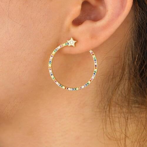 Winter Xmas popular Gold Color Star Stud Earrings for Women Round Earrings Personality Fashion boucle d'oreille pendientes