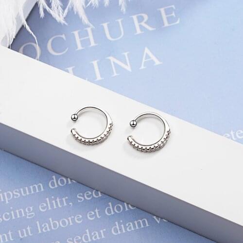 Womens Fashion Simple Style Cuff Earrings Shiny Row Crystal Thin Minimal Clip Earring Female Tiny Charming Earring Jewelry Gift