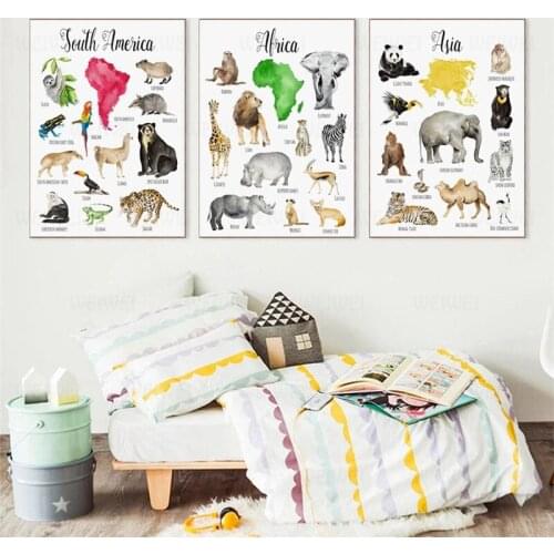 Animal Illustrations Canvas Painting Childrens Room Home Decoration Educational Wall Pictures Marine Life Posters and Prints
