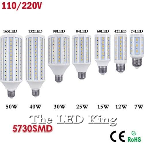 1Pcs CE E27 E14 5730 5630 SMD LED Corn Bulb AC 220V AC 110V 5W 7W 12W 15W 25W 30W 40W 50W High Luminous Spotlight LED lamp light