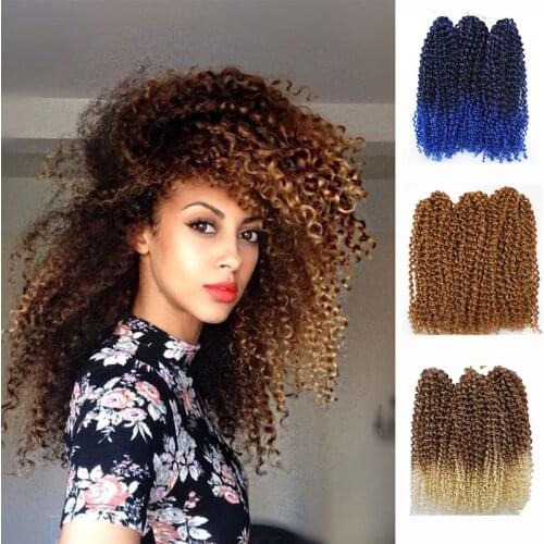 12Inch Afro Kinky Curly Twist Braid Hair Ombre Synthetic Hair Extensions Soft Cuban Twist Crochet Braiding Hair For Black Woman