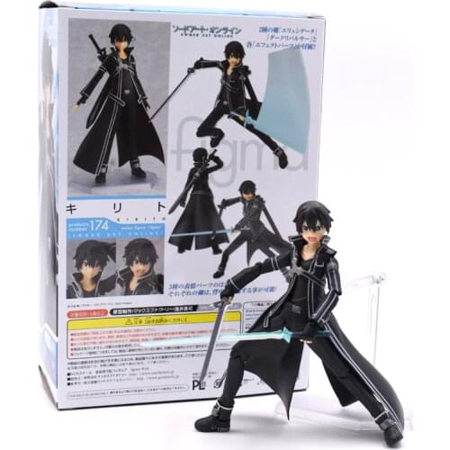 15cm Sword Art Online Action Figure SAO Kirito Figma 174 Model Doll With Sword Weapon Free Shipping