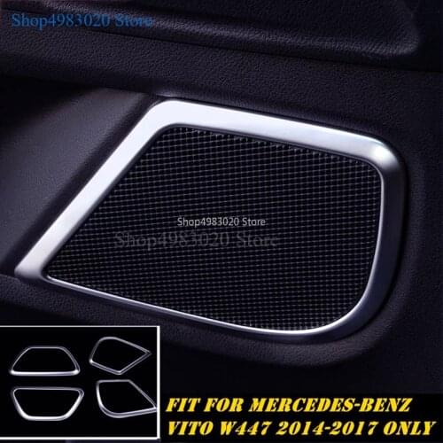 4PCS Interior For Mercedes-Benz Vito W447 2014 - 2018 Side Car Door Stereo Speaker Audio Sound Cover Trim ABS Matte car Style