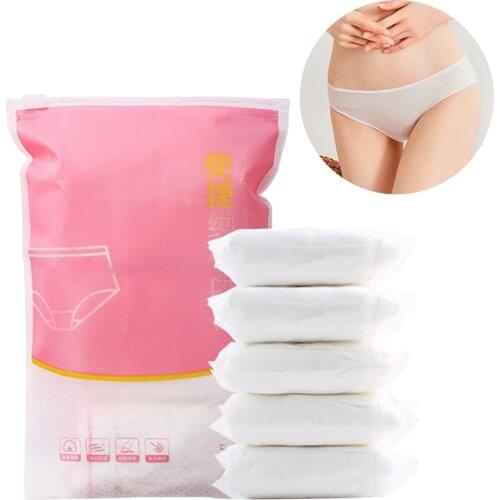 5 Pack Womens White 100% Pure Cotton Disposable Underwear Travel