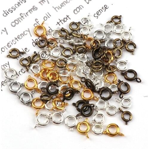 6mm Vintage Metal Round Spring Ring Clasp Buckle Hook DIY Bracelet Necklace Connectors Jewelry Findings