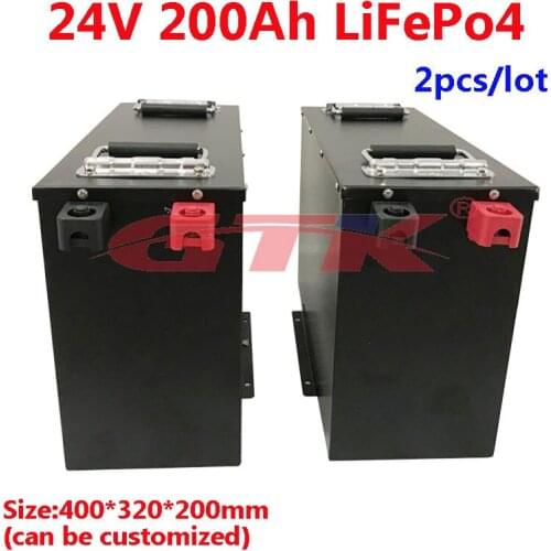 2pcs/lot 24V 200AH lifepo4 Battery for 400ah Inverter Solar RV EV AGV golf cart backup power not 100AH 300AH+ 20A Charger