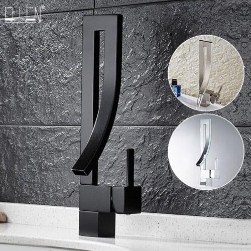 Deck Mounted Bathroom Faucets Hot Cold Water Mixer Crane Sink Faucet Waterfall Bath Tap Chrome FinishedBasin faucetwater tap