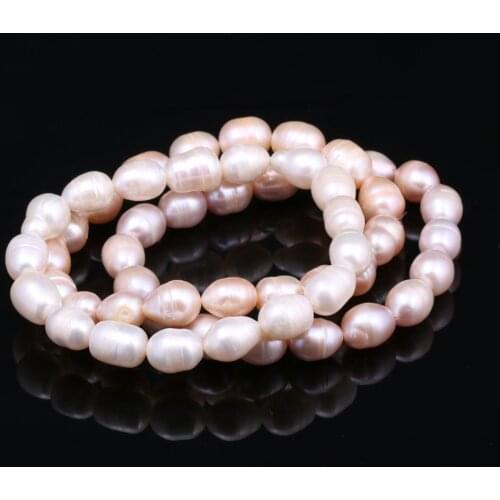 Natural Freshwater Pearl Bracelet Rice Shape For Woman 8-9mm Pink / Purple / white