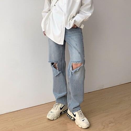 Ribbon Hip Hop Cargo Pants Men Streetwear Baggy Straight Jeans Women Boyfriend Wild Leg Jeans Fashion Trousers Denim Pants