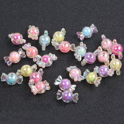 50Pcs Acrylic Candy Garment Beads DIY Craft Necklace Jewelry Ornament Materials Arts Hair Accessories Punk Clothes Plastic Beads