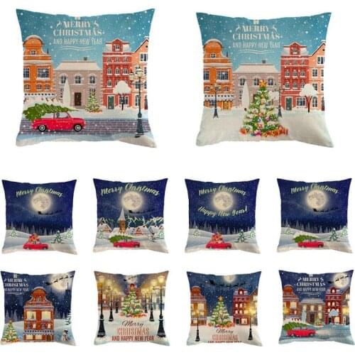 Pillow Case Christmas theme Cotton Linen Merry Christmas Sofa Bedroom Cushion Cover Christmas Decoration For Home Pillowcase