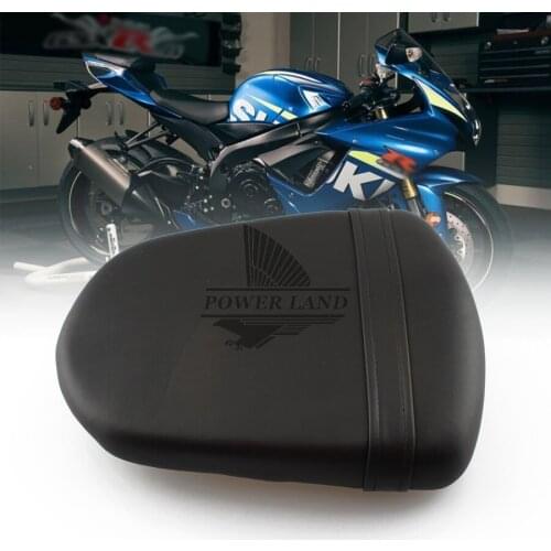 Black Leather Motorcycle Seat Rear Passenger Seat Cushion Pillion Cover Pad For Suzuki GSXR600 GSXR750 K6 2006-07