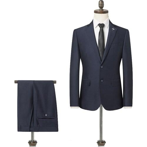 Office Men Suits Business Work Formal Casual Party Prom Wedding Suit Slim 2 Pieces Navy Blue Banquet Daily Life Single Breasted
