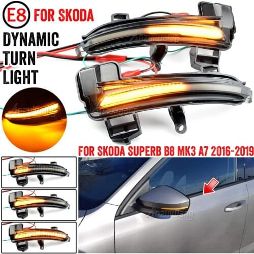 Dynamic LED Turn Signal Blinker Mirror flasher Light For Skoda Octavia Mk3 A7 5E 2014-2019