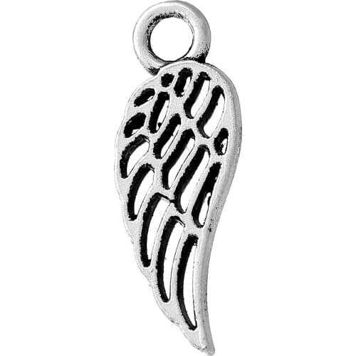 DoreenBeads Zinc metal alloy Charm Pendants Wing Silver Color Hollow 18.0mm( 6/8") x 7.0mm( 2/8"), 8 PCs Hot new